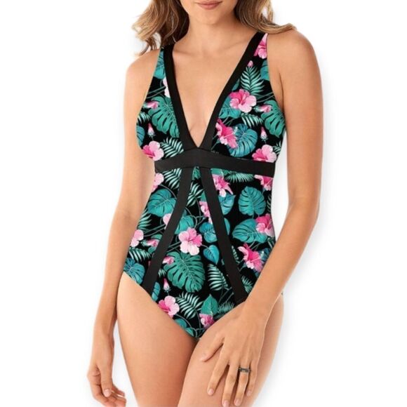 NWT Swimall Tropical Flower One Piece Swimsuit - Picture 3 of 10